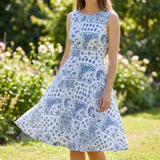 Bavlnená látka Kansas blanc blue