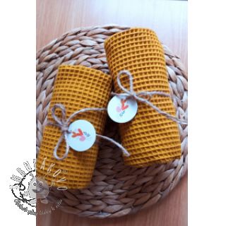 Bavlna s vaflovou väzbou ochre