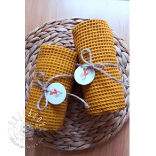 Bavlna s vaflovou väzbou ochre