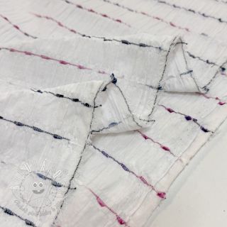 Bavlnená látka DOBBY CRINKLE Stripe white