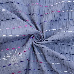 Bavlnená látka DOBBY CRINKLE Stripe jeans