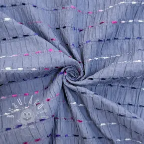 Bavlnená látka DOBBY CRINKLE Stripe jeans