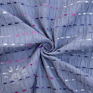 Bavlnená látka DOBBY CRINKLE Stripe jeans