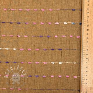 Bavlnená látka DOBBY CRINKLE Stripe camel