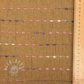 Bavlnená látka DOBBY CRINKLE Stripe camel