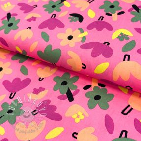 Bavlnená látka Flowers pink by JENNIFER BOURON ORGANIC