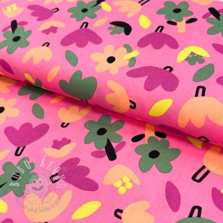 Bavlnená látka Flowers pink by JENNIFER BOURON ORGANIC