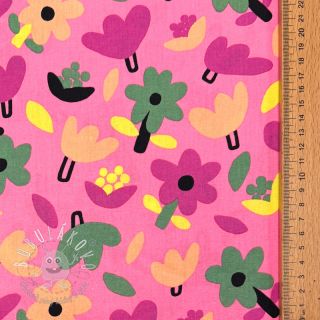 Bavlnená látka Flowers pink by JENNIFER BOURON ORGANIC
