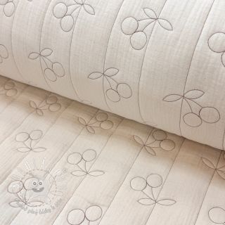 Dvojitá gázovina/mušelín STEPPED Cherries natural