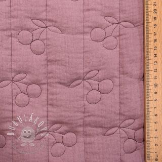 Dvojitá gázovina/mušelín STEPPED Cherries mauve