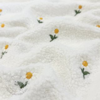 Kabátovina TEDDY EMBROIDERY Flowers off white