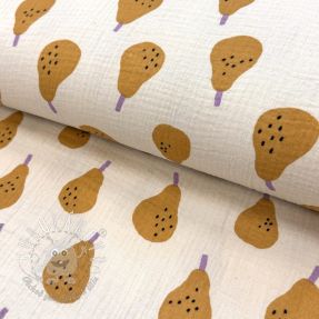 Dvojitá gázovina/mušelín Pears ochre by JENNIFER BOURON ORGANIC