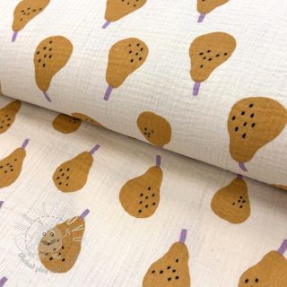 Dvojitá gázovina/mušelín Pears ochre by JENNIFER BOURON ORGANIC