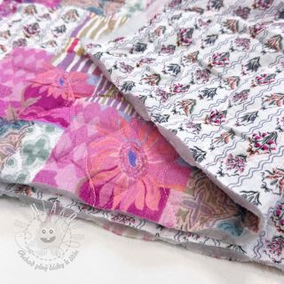 Dvojitá gázovina/mušelín STEPPED Flowers light pink digital print