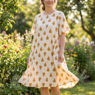 Dvojitá gázovina/mušelín Pears ochre by JENNIFER BOURON ORGANIC