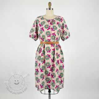 Dvojitá gázovina/mušelín Flowers green by JENNIFER BOURON ORGANIC