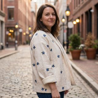 Dvojitá gázovina/mušelín EMBROIDERY STRIPED Fruit natural