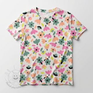 Bavlnená látka Flowers natural/green by JENNIFER BOURON ORGANIC