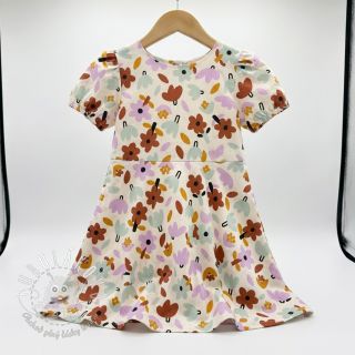 Bavlnená látka Flowers natural/lavender by JENNIFER BOURON ORGANIC