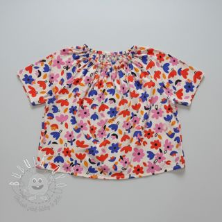 Bavlnená látka Flowers natural/blue by JENNIFER BOURON ORGANIC