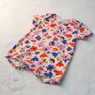 Bavlnená látka Flowers natural/blue by JENNIFER BOURON ORGANIC