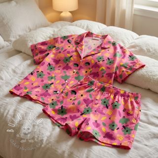 Bavlnená látka Flowers pink by JENNIFER BOURON ORGANIC