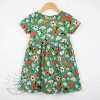 Bavlnená látka Flowers green by JENNIFER BOURON ORGANIC