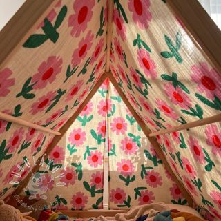 Dvojitá gázovina/mušelín Flowers natural/pink by JENNIFER BOURON ORGANIC