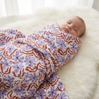 Dvojitá gázovina/mušelín STEPPED Flowers natural