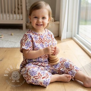 Dvojitá gázovina/mušelín STEPPED Flowers natural