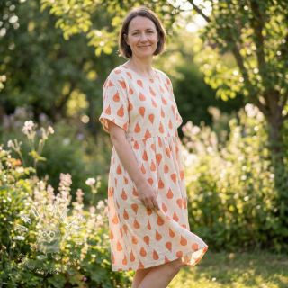 Dvojitá gázovina/mušelín Pears peach by JENNIFER BOURON ORGANIC