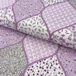 Bavlnená látka Flowers patchwork lilac