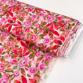 Viskóza RAYON POPLIN Printed Rosie design A