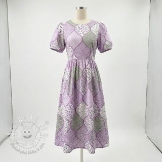 Bavlnená látka Flowers patchwork lilac