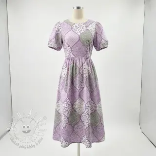 Bavlnená látka Flowers patchwork lilac