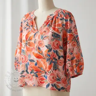 Viskóza RAYON POPLIN Printed Rosie design B