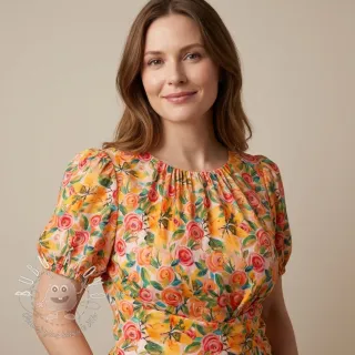 Viskóza RAYON POPLIN Printed Rosie design C