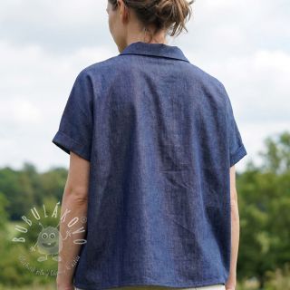 Bavlnená látka JEANS Chambre dark blue