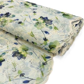 Bavlnená látka s prímesou EMBROIDERY Rose green