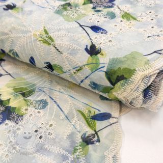 Bavlnená látka s prímesou EMBROIDERY Rose green