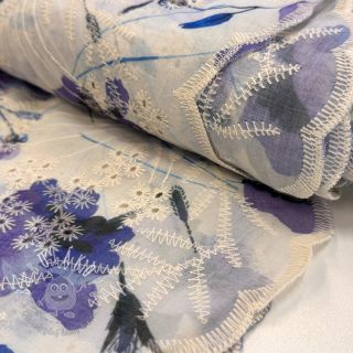 Bavlnená látka s prímesou EMBROIDERY Rose blue
