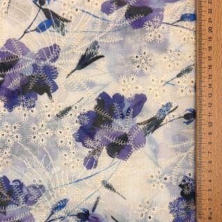 Bavlnená látka s prímesou EMBROIDERY Rose blue