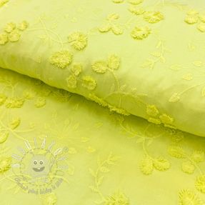 Bavlnená látka EMBROIDERY Catchy leaves lime