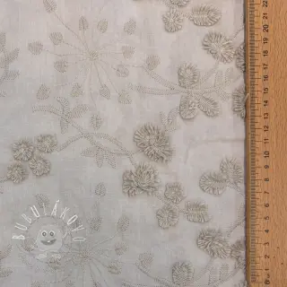 Bavlnená látka EMBROIDERY Catchy leaves beige