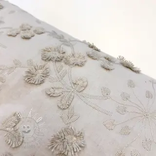 Bavlnená látka EMBROIDERY Catchy leaves beige
