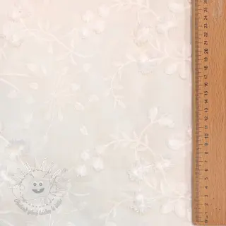 Bavlnená látka EMBROIDERY Catchy leaves off white