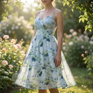 Bavlnená látka s prímesou EMBROIDERY Rose green