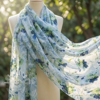 Bavlnená látka s prímesou EMBROIDERY Rose green