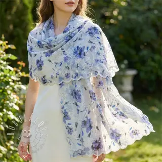 Bavlnená látka s prímesou EMBROIDERY Rose blue