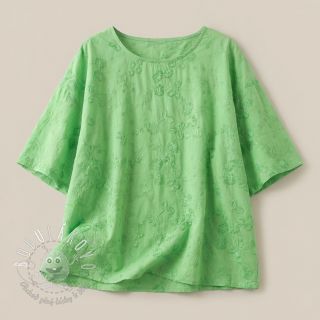 Bavlnená látka EMBROIDERY Catchy leaves green